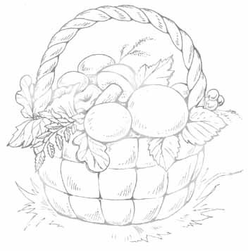Корзина с грибами раскраска
