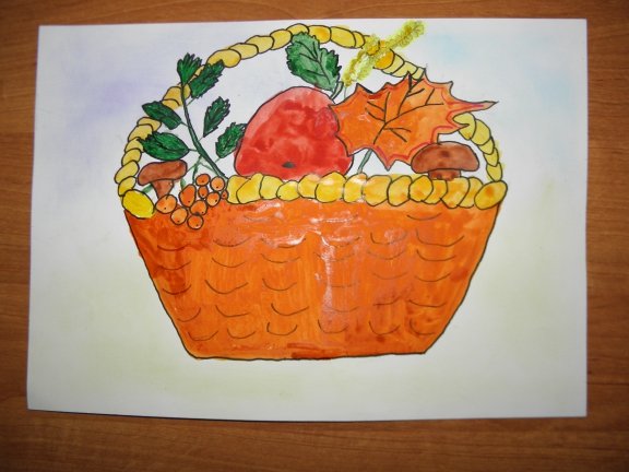 Осенняя корзинка рисование