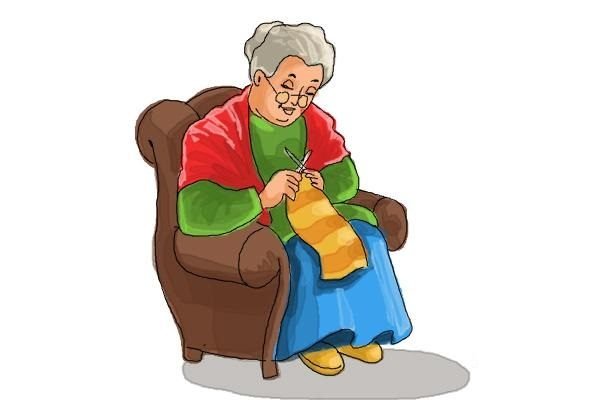 Бабушка вяжет рисунок