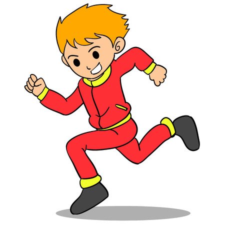 Ребенок бежит на белом фоне