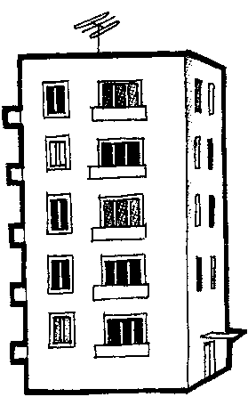 Много этажний дом ченрно белий