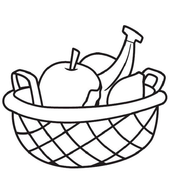Корзина с фруктами раскраска