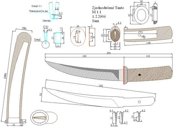 Японский меч танто чертеж