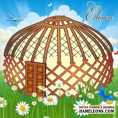 Юрта Шанырак вектор