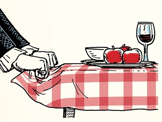 Выдергивание скатерти со стола