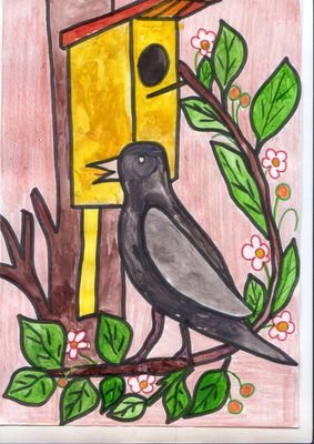 Скворушка прощается рисунок