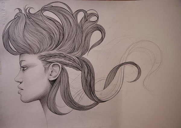 Необычная прическа карандашом