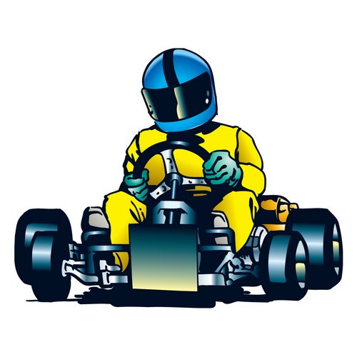 Картинг гонщик на белом фоне