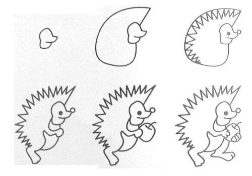 Рисование ежика поэтапно