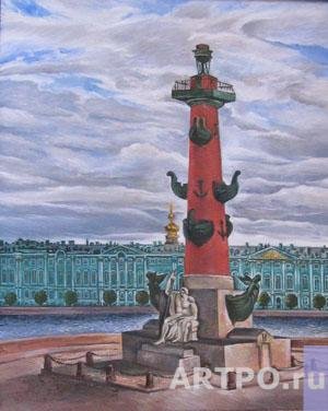 Ростральная колонна в Санкт-Петербурге силуэт