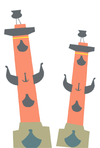 Ростральные колонны в Питере рисунок