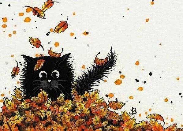 Осень мультяшный кот
