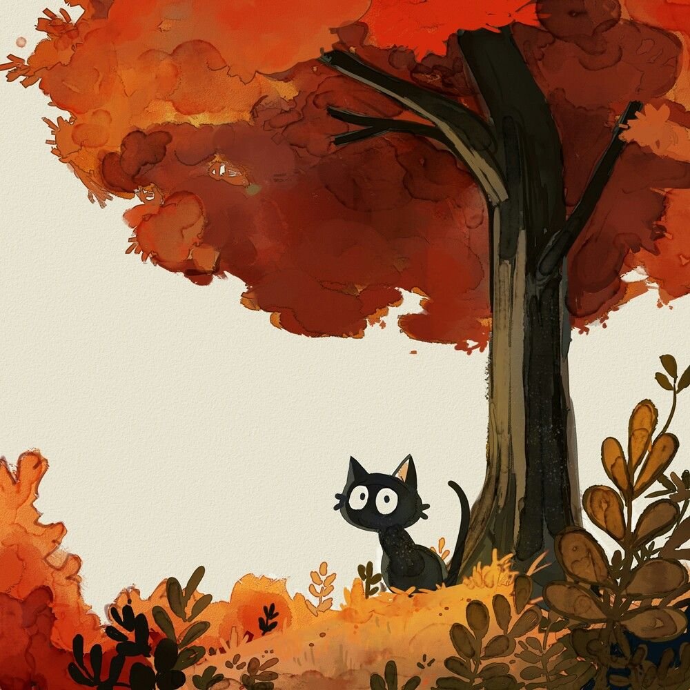 Осенний котик арт