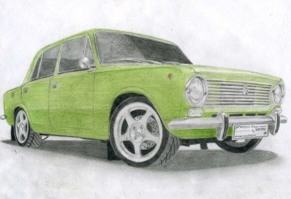 ВАЗ 2106 спереди карандашом
