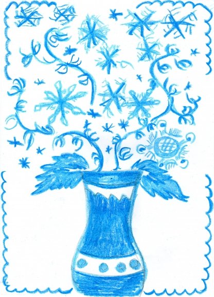 Рисование букет в холодных тонах