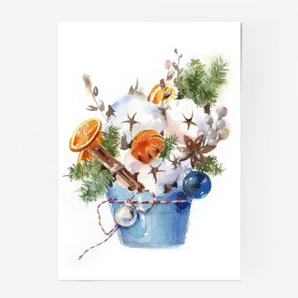 Зимний букет акварель