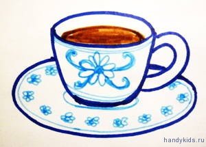 Рисование гжельской кружки для детей средней группы