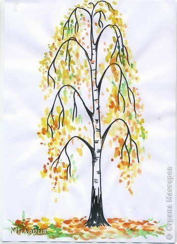 Осенняя береза методом тычка