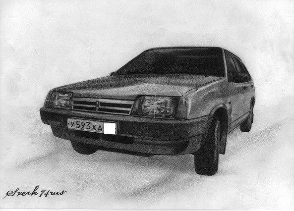 Перед ВАЗ 2109 карандашом