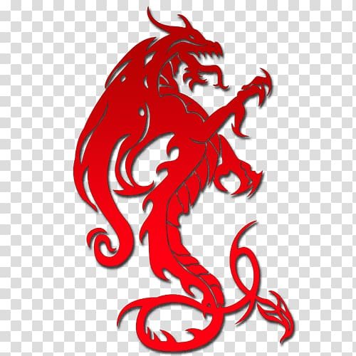 Красный китайский дракон без фона