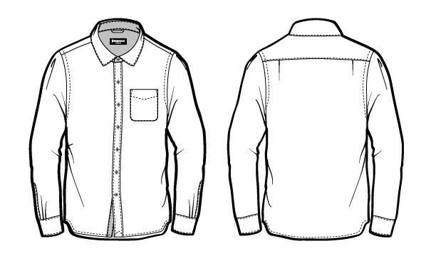 Эскиз женской рубашки прямого кроя