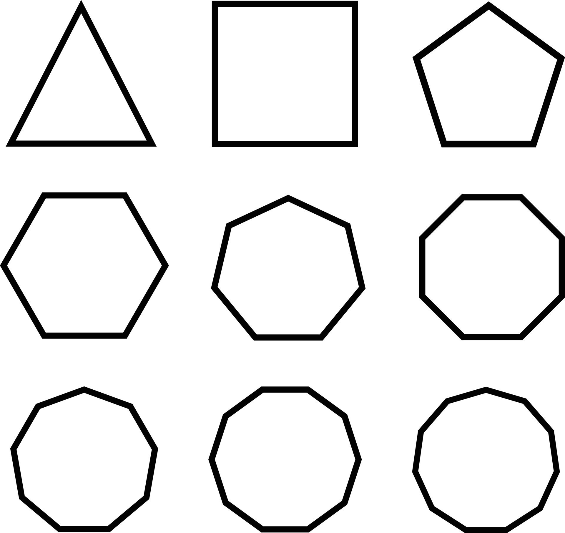 Вырезал из бумаги несколько пятиугольников и семиугольников