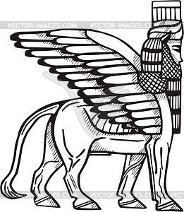 Ассирийский крылатый бык вектор