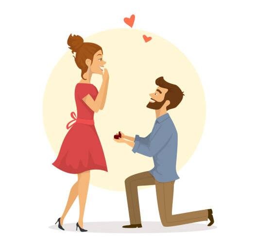 Стикер предложение руки и сердца