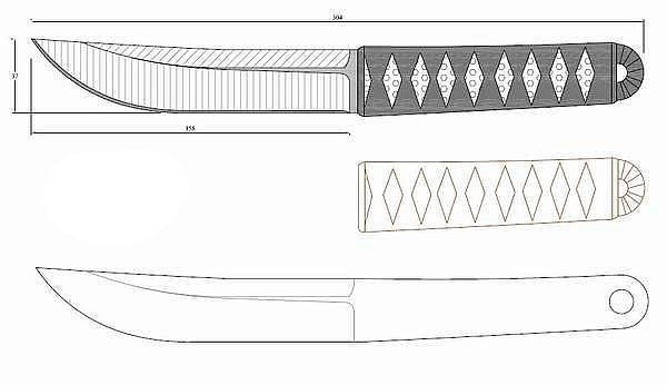 Нож танто чертеж