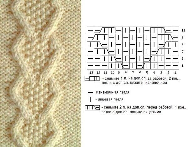Аран ромбы с жемчужным узором