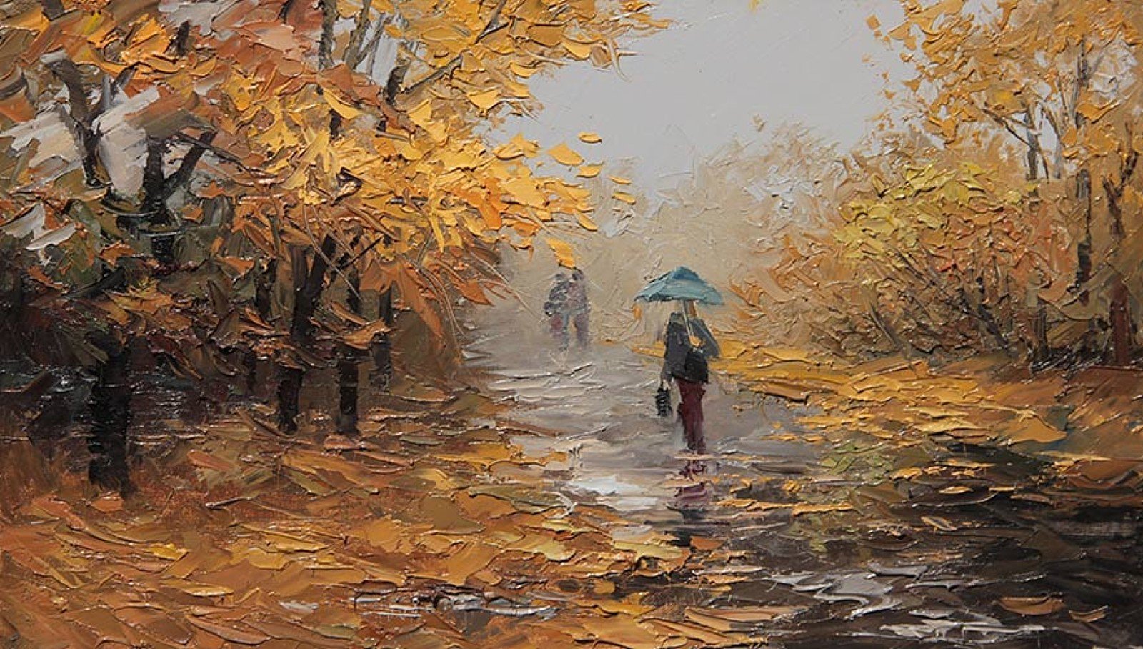 Дождливая осень живопись