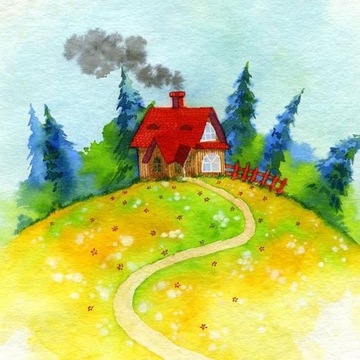 Пейзаж с домиком для детей