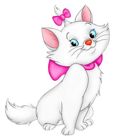 Белая кошка мультяшная