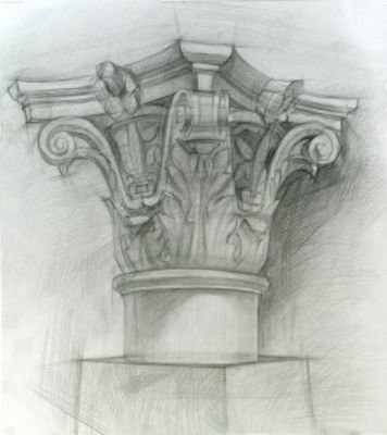 Капитель дорической колонны построение