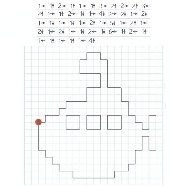 Графический диктант 7-8 лет по клеточкам