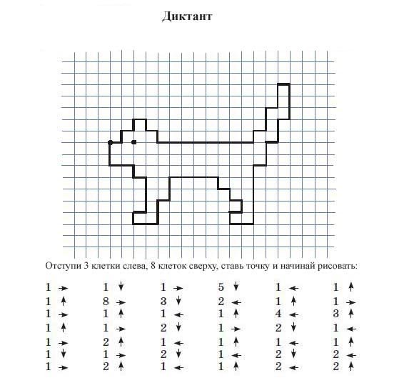 Клеточный диктант для детей 10 лет