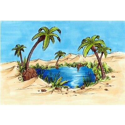 Оазис в пустыне рисунок