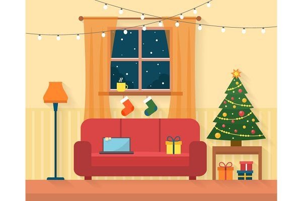 Новогодняя комната мультяшная