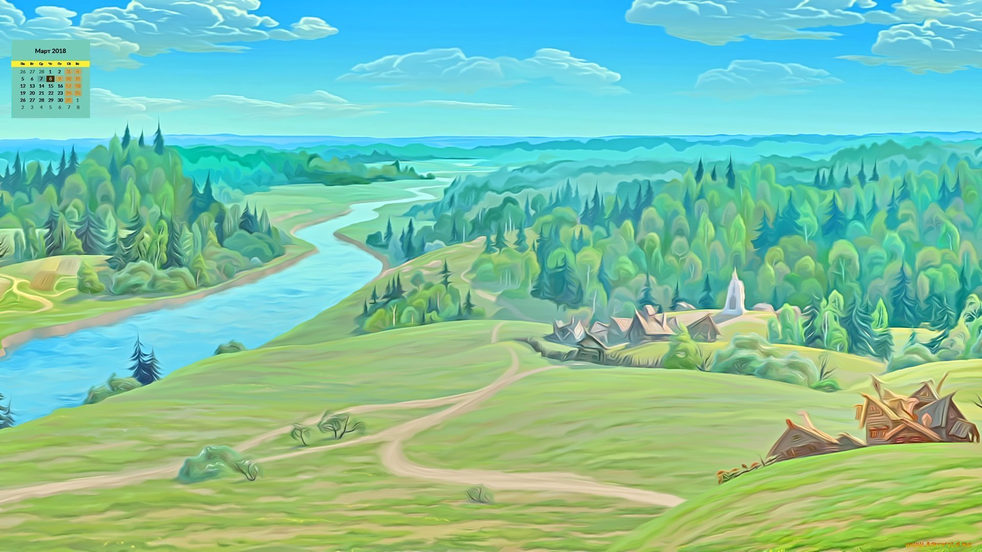 Пейзажи из мультфильма три богатыря