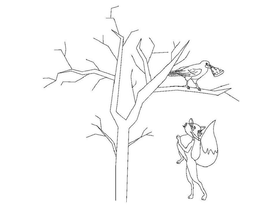 Раскраска крылова. Ворона и лисица. Басни. Иллюстрация к басне Крылова ворона и лисица. Ворона и лисица раскраска к басне. Ворона и лисица рисунок карандашом.
