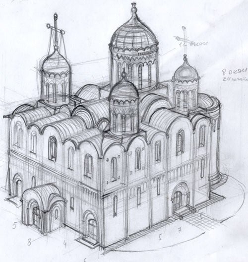 Успенский собор Московского Кремля аксонометрия