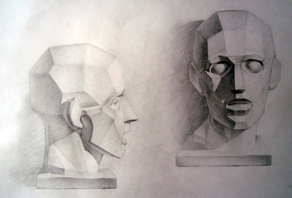 Гипсовая голова сепией