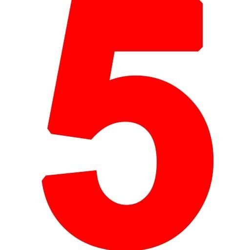 Цифра 5 красного цвета