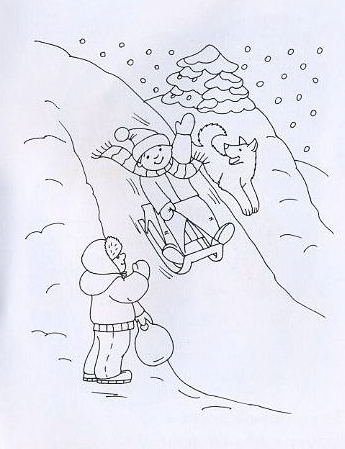 Снежная горка раскраска