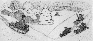 Рисование вот качусь я в санках