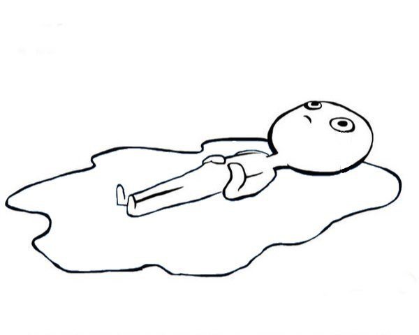 Человечек лежит в слезах