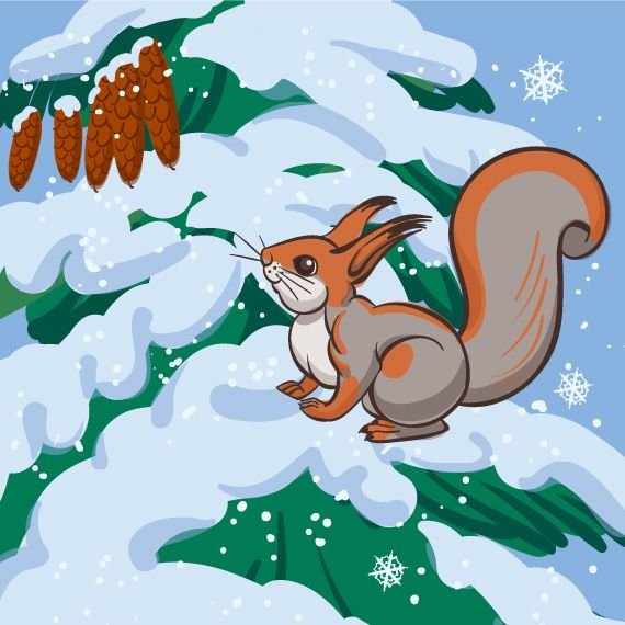 Мультяшная белка в лесу