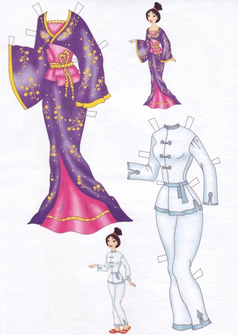 Бумажные куклы Диснеевских принцесс Мулан