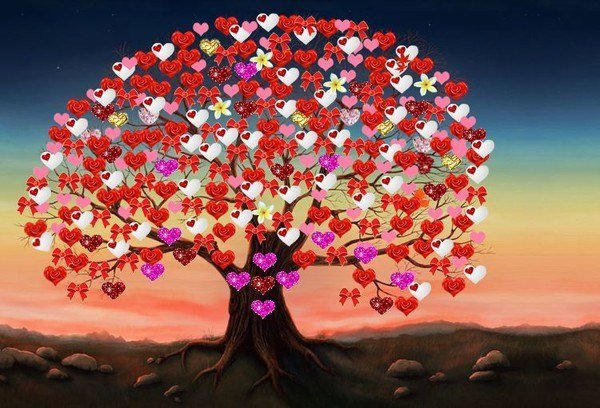 Рисунок дерево любви (49 фото)