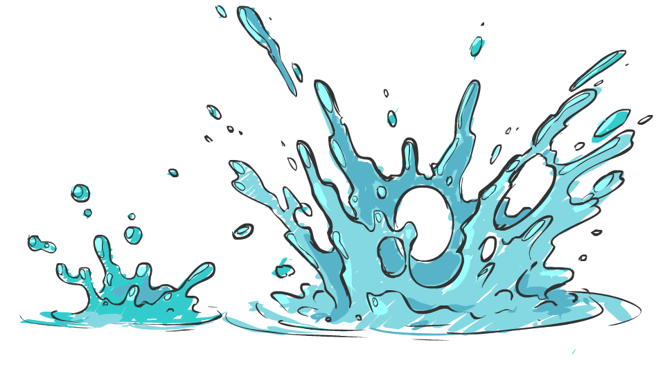Игра воды рисунок. Всплеск воды. Брызги воды. Всплеск воды мультяшный. Брызги от воды.